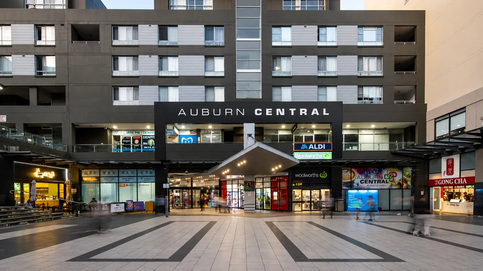 Auburn Central exterior showing retail activation spaces